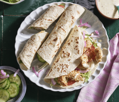 Wraps met krokante kip en verse groenten